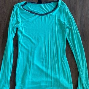 Rue21 Long Sleeve Teal Shirt with Gray Collar